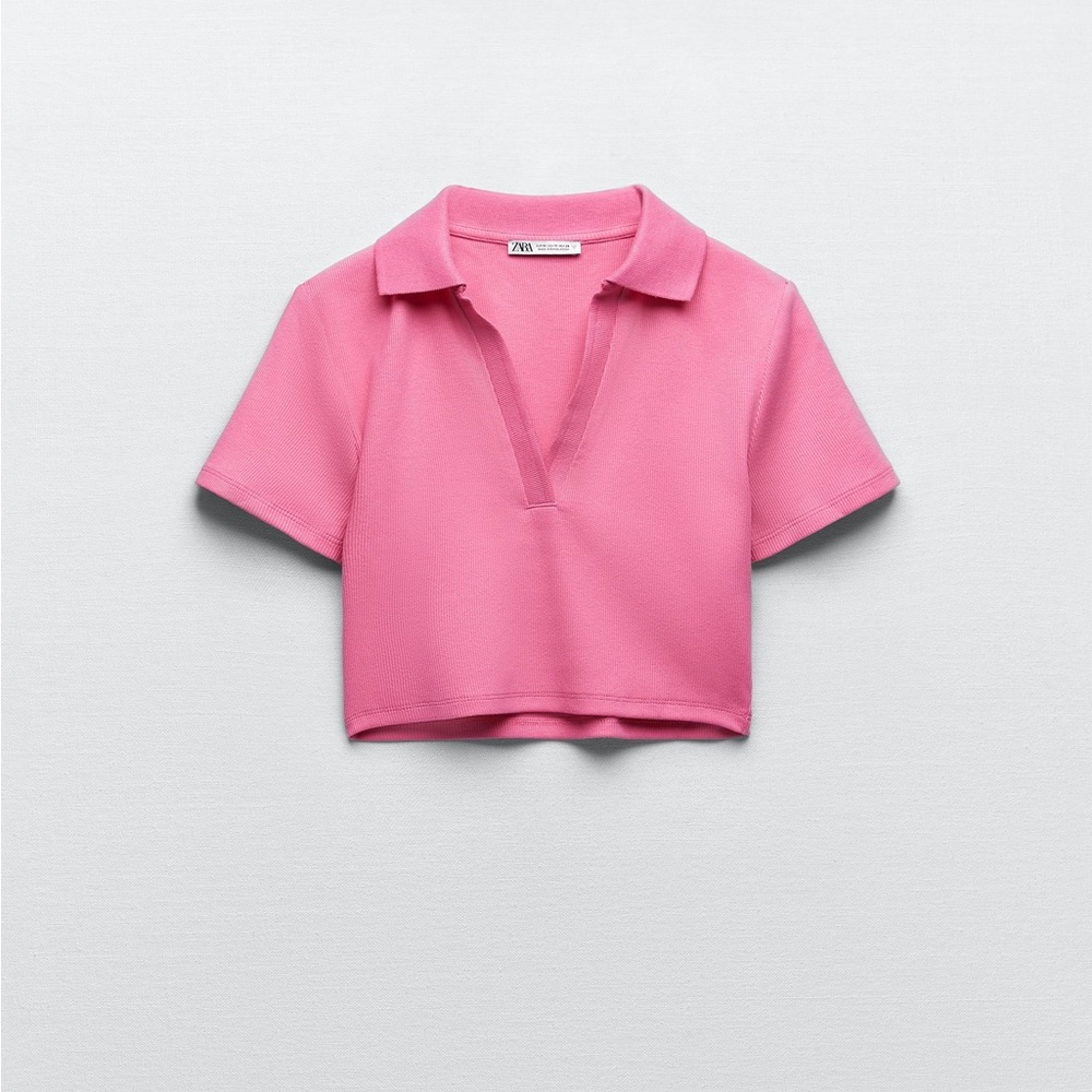 NWT Zara Pink Rib Polo Shirt - Picture 3 of 8